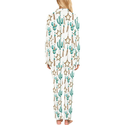 Baha Ranch Turquoise Christmas Cactus Women's Western Pajamas