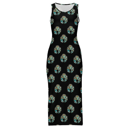 Baha Ranch Turquoise Naja Sleeveless Bodycon Side Slit Maxi Dress