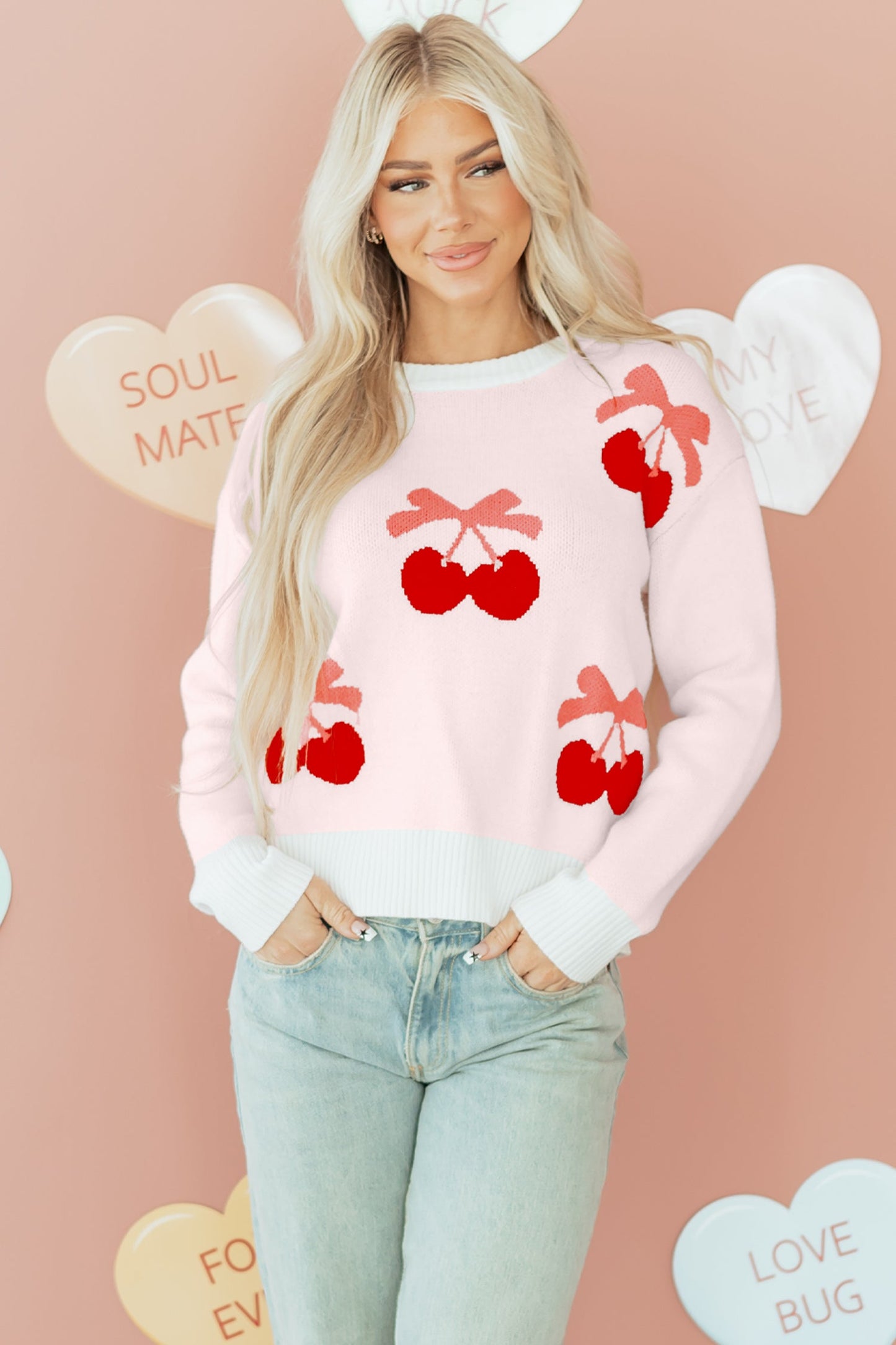 Threaded Pear Nevaeh Pattern Drop Shoulder Sweater