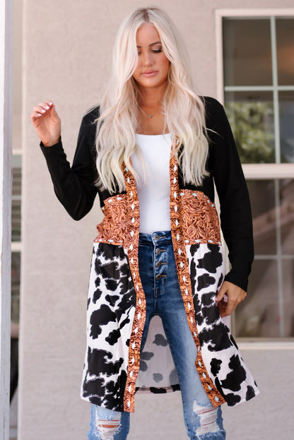Threaded Pear Madison Patchwork Open Front Cardigan