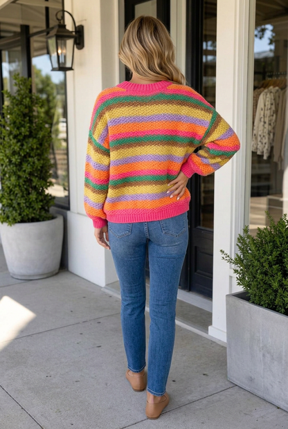 Threaded Pear Lily Knit Puff Sleeve Sweater