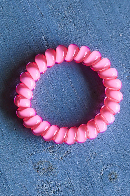 Threaded Pear 3 PCS Pink Phone Cord Hair Scrunchies