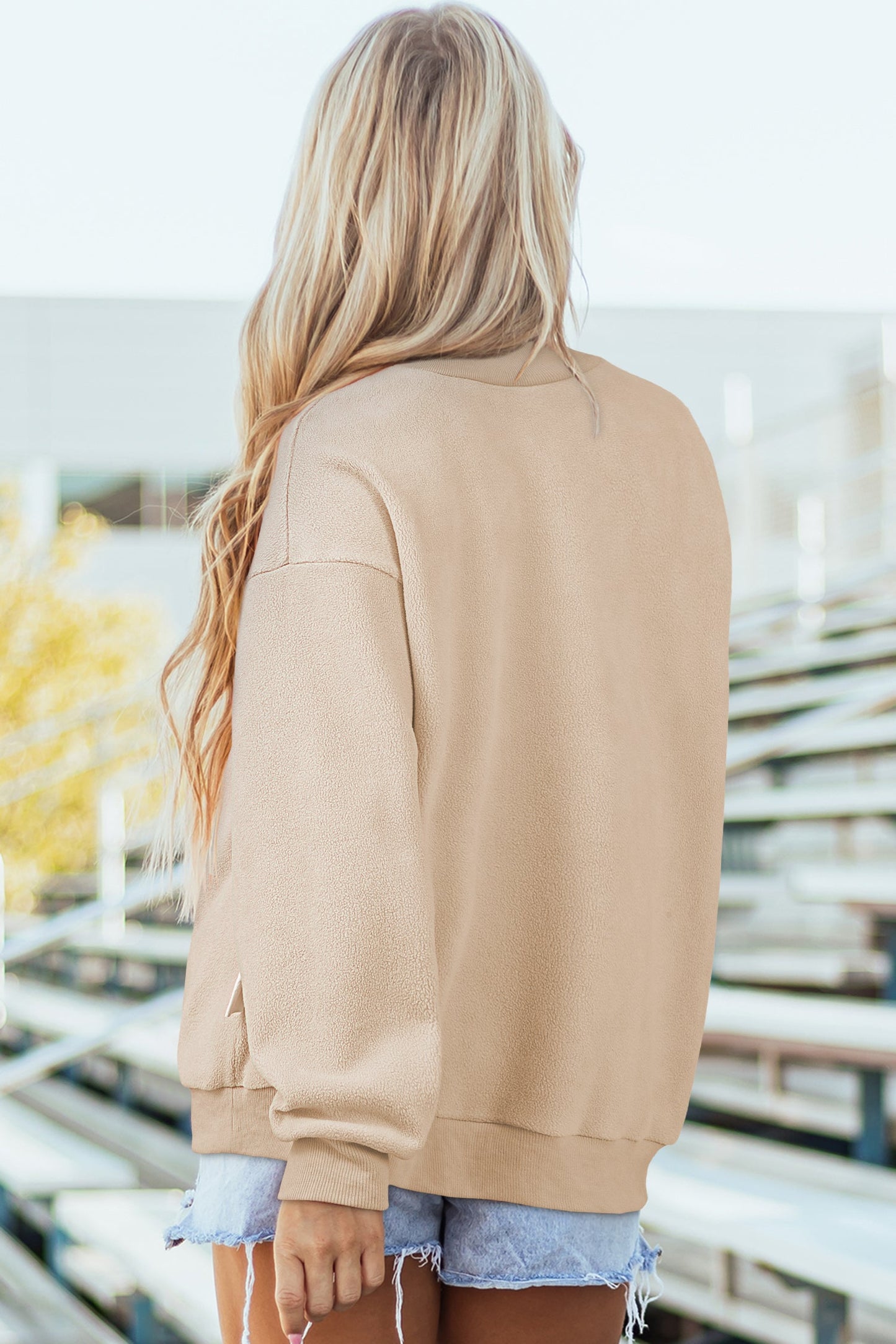 Threaded Pear Leah Shoulder Reversible Mock Sweatshirt