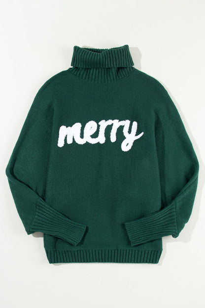 Threaded Pear Belen Letter Embroidered High Sweater
