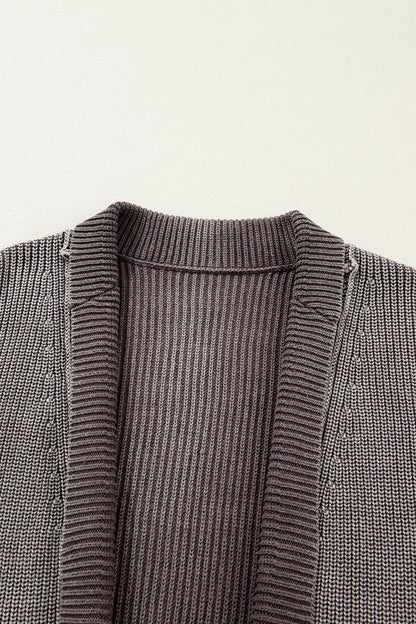 Threaded Pear Sunny Patchwork Knit Open Sweater