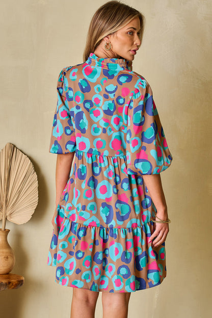 Threaded Pear Emerie Sleeve Slit Ruffled Dress