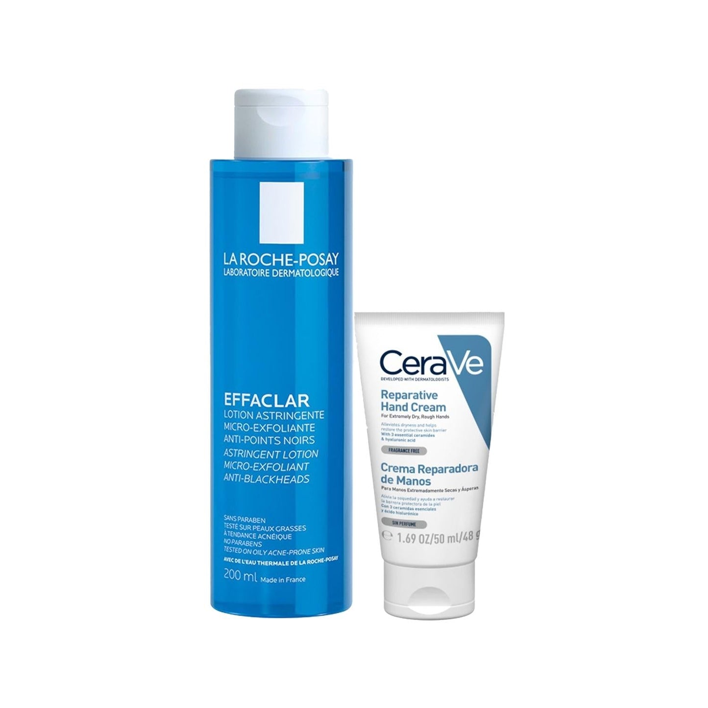 La Roche-Posay Effaclar Tonik & CeraVe Hand Cream Set: Unclog Pores, Repair Dry Hands - Dermatologist Recommended Skincare