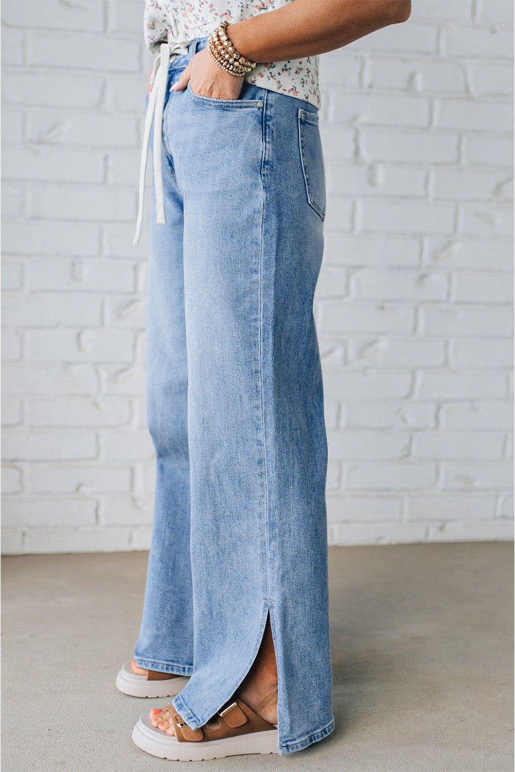 Threaded Pear Noah Rise Drawstring Casual Jeans