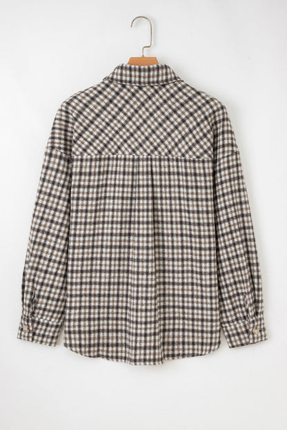 Threaded Pear Ava Flap Patchwork Plaid Shacket