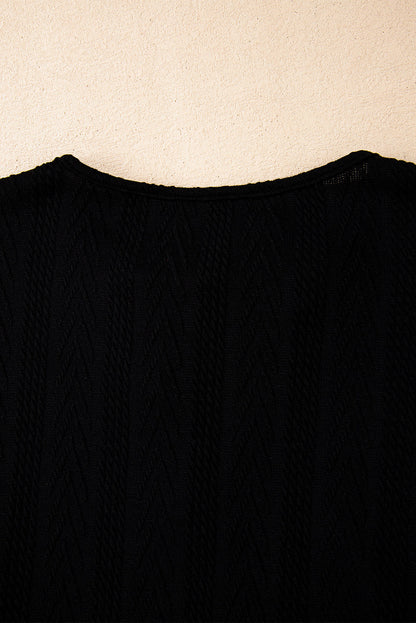 Threaded Pear Poppy Textured Knit Drawstring Blouse