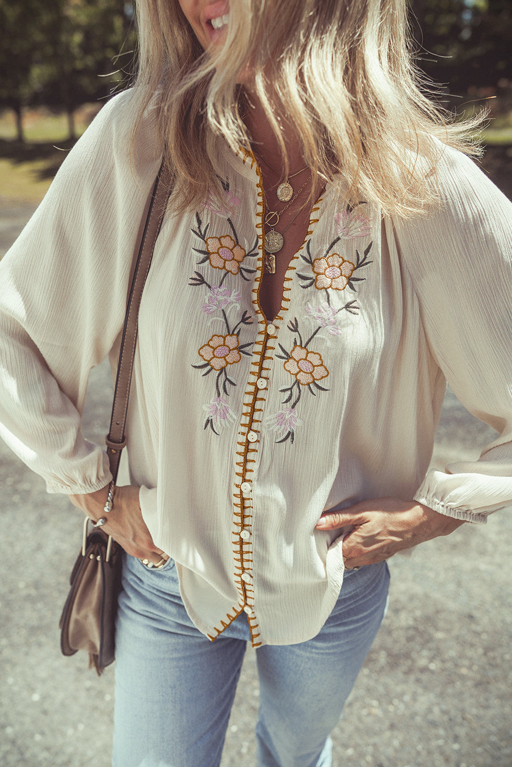 Threaded Pear June Puff Sleeve Loose Shirt