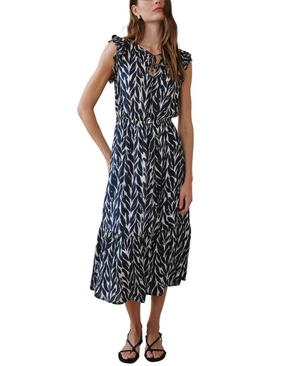 NVYLE-NAVY LEAVES PRINT-