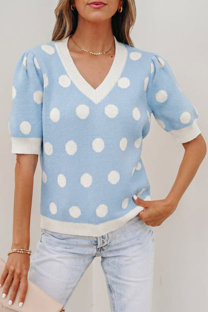 Threaded Pear Rivka Puff Short Sleeve Sweater