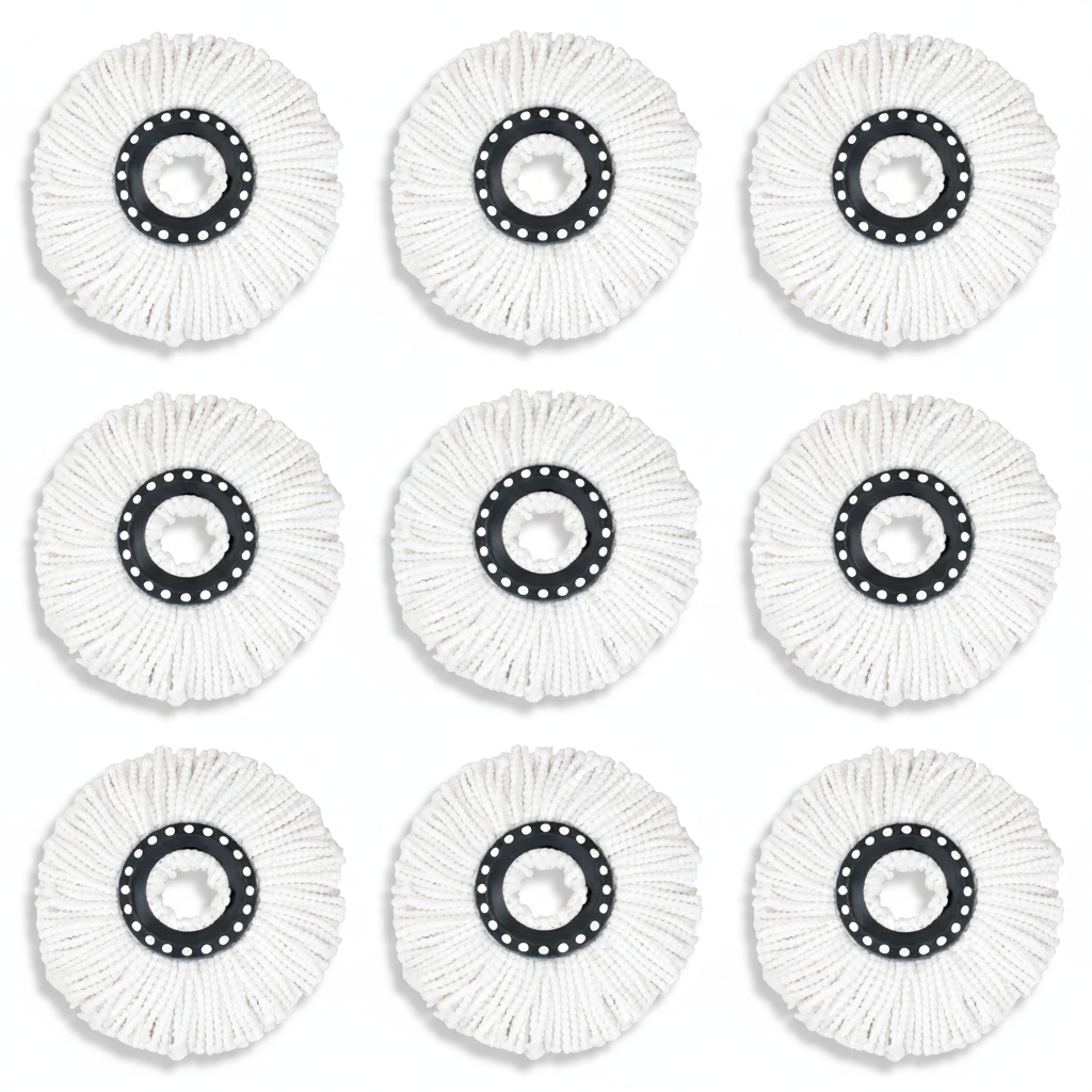 Prime Goods 6 Pack Replacement Microfiber Mop Head Refill 360 Spin Easy Cleaning for Mop - White