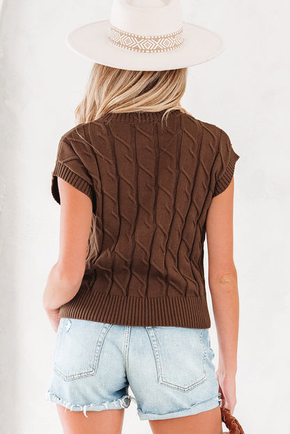 Threaded Pear Lyrajira Texture Short Sleeve Sweater