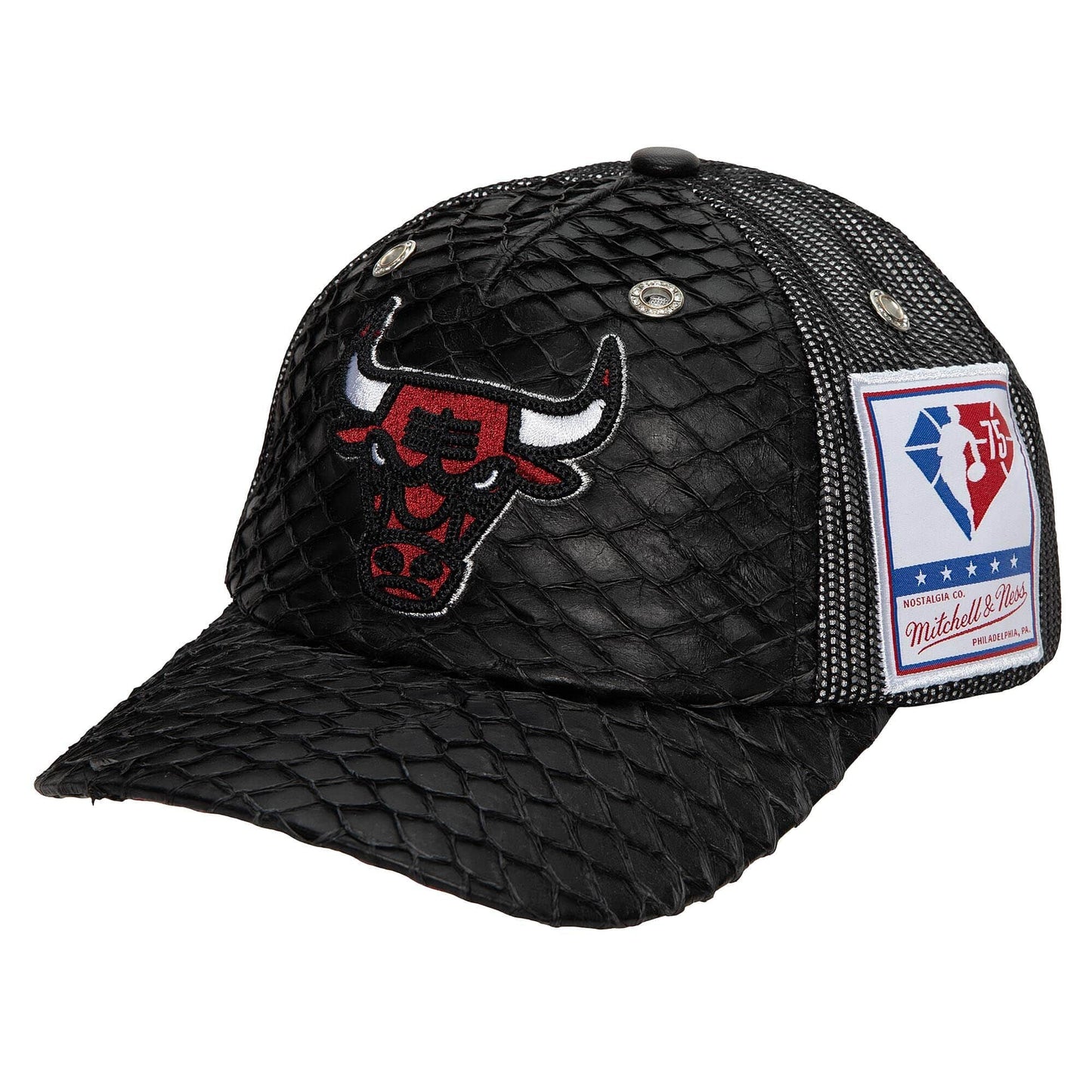 Men's Mitchell & Ness NBA 75Th Platinum Lux Trucker Bulls