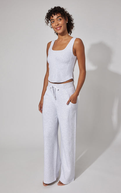 Terry Corset Tank & Fleece Wide Leg Pant Set