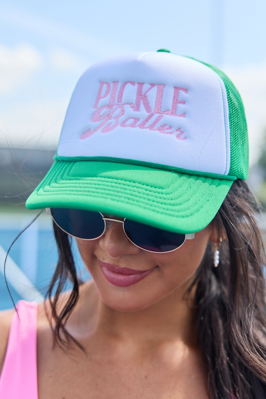 Pickleballer White/Kelly Embroidered Trucker Hat