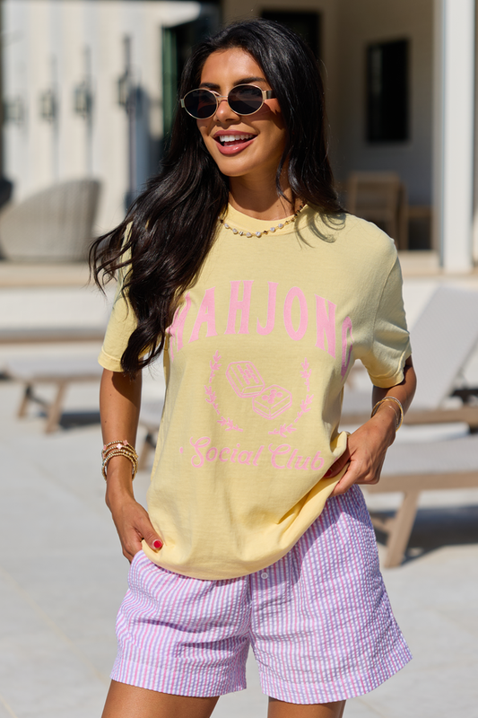 Mahjong Social Club Yellow Graphic Tee