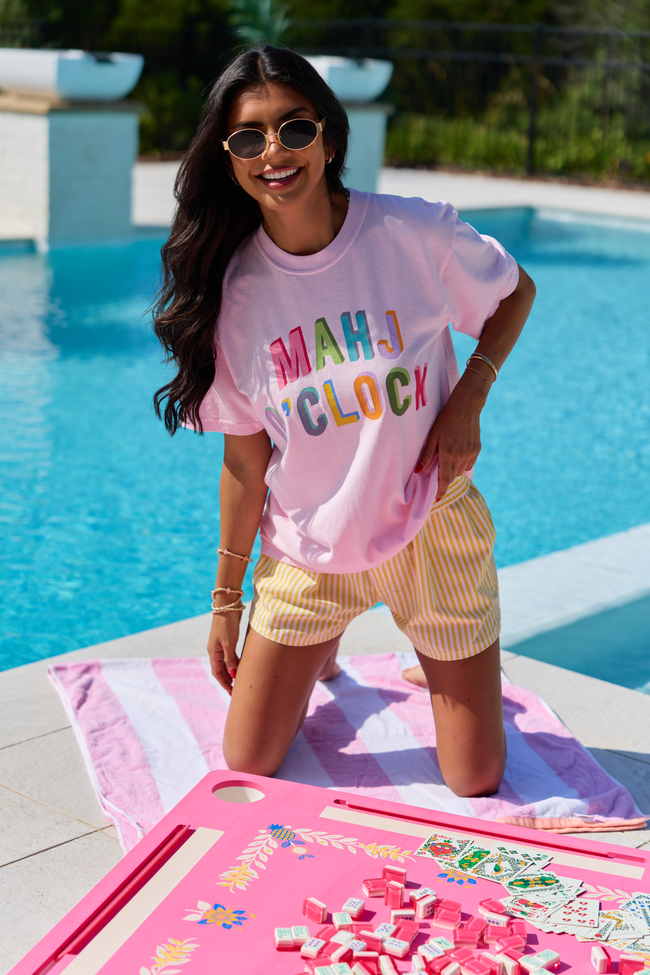 Mahj O'Clock Light Pink Graphic Tee