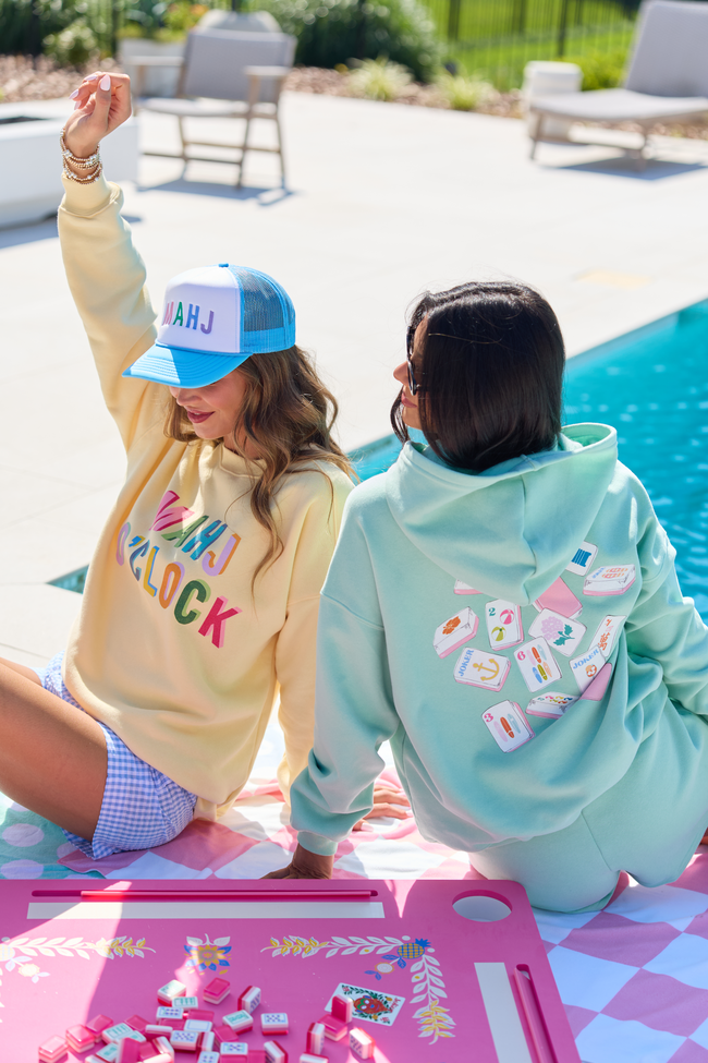 Mahjong Tiles Mint Graphic Hoodie
