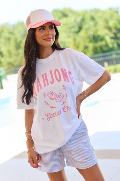 Mahjong Social Club White Graphic Tee