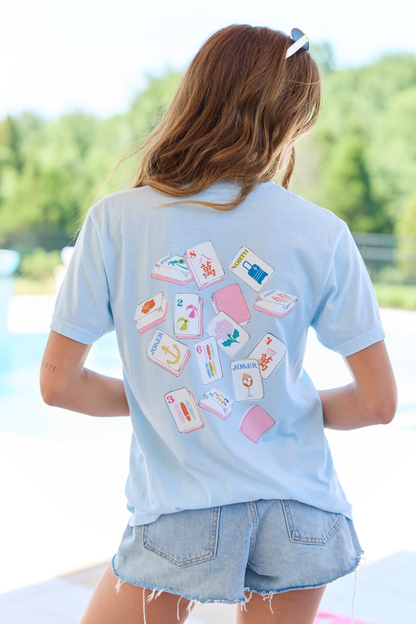 Mahjong Tiles Light Blue Graphic Tee