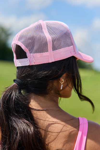 Golf Wives White/Pink Embroidered Trucker Hat