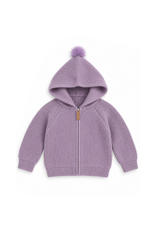Purple Zipper Cardigan Sweater
