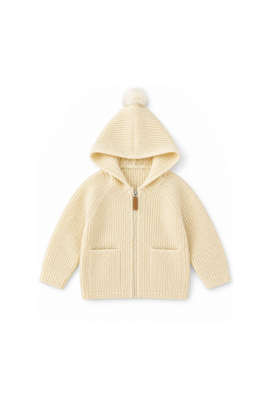 Apricot Zipper Cardigan Sweater