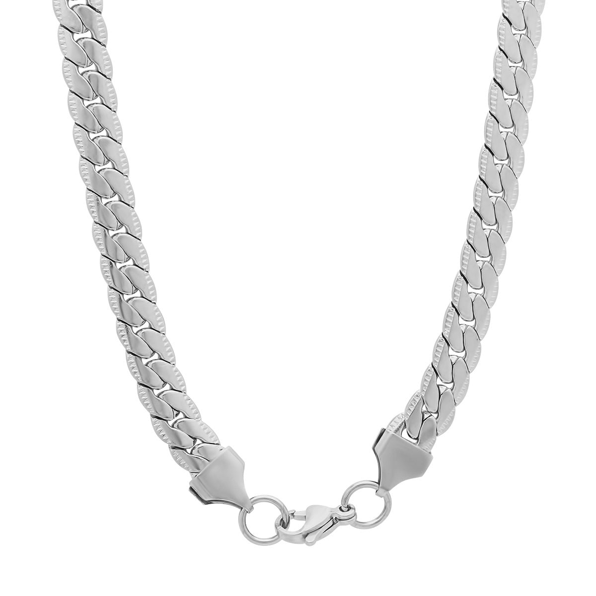 **Stainless Steel Flat Curb Chain Necklace**