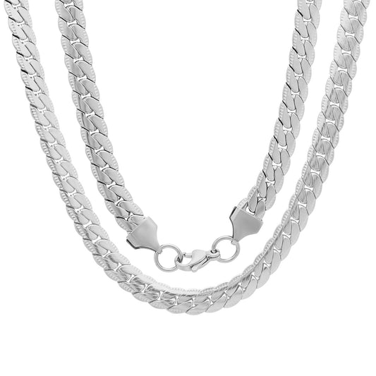 **Stainless Steel Flat Curb Chain Necklace**
