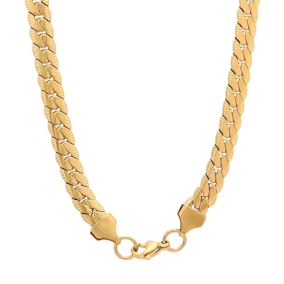 **Stainless Steel Flat Curb Chain Necklace**