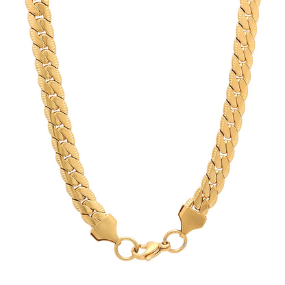 **Stainless Steel Flat Curb Chain Necklace**
