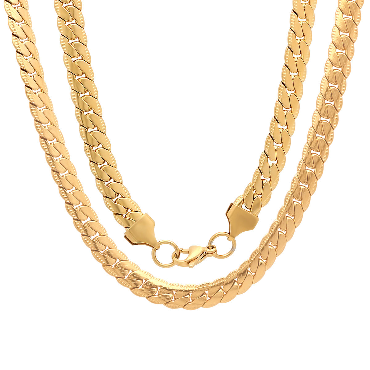 **Stainless Steel Flat Curb Chain Necklace**