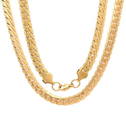 **Stainless Steel Flat Curb Chain Necklace**