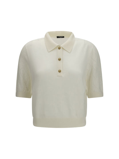 Polo Top Wool White
