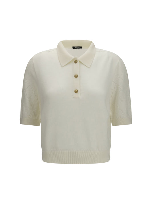 Polo Top Wool White