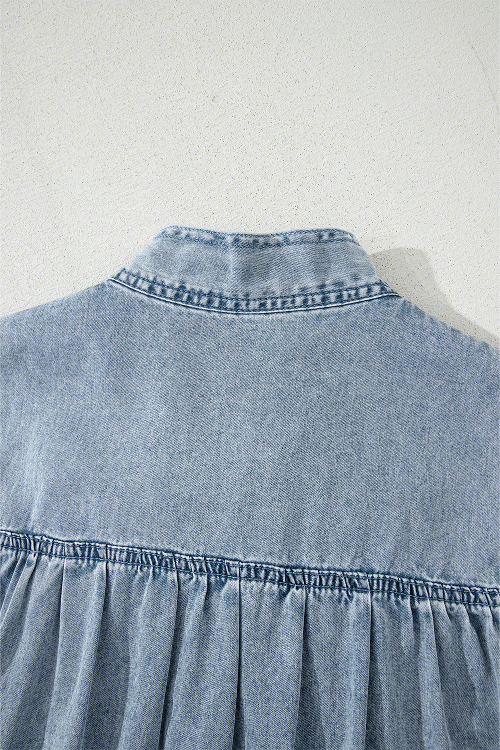 Threaded Pear Clare Sleeveless Ruffled Chambray Dress