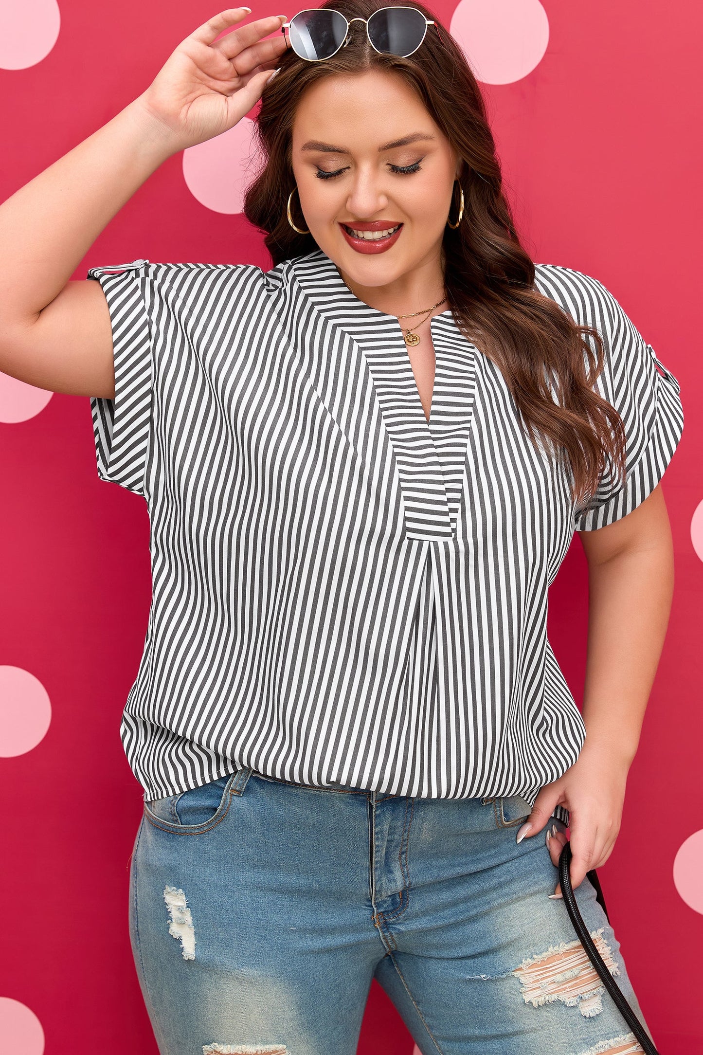 Threaded Pear Hope Short Dolman Sleeve PLUS Blouse