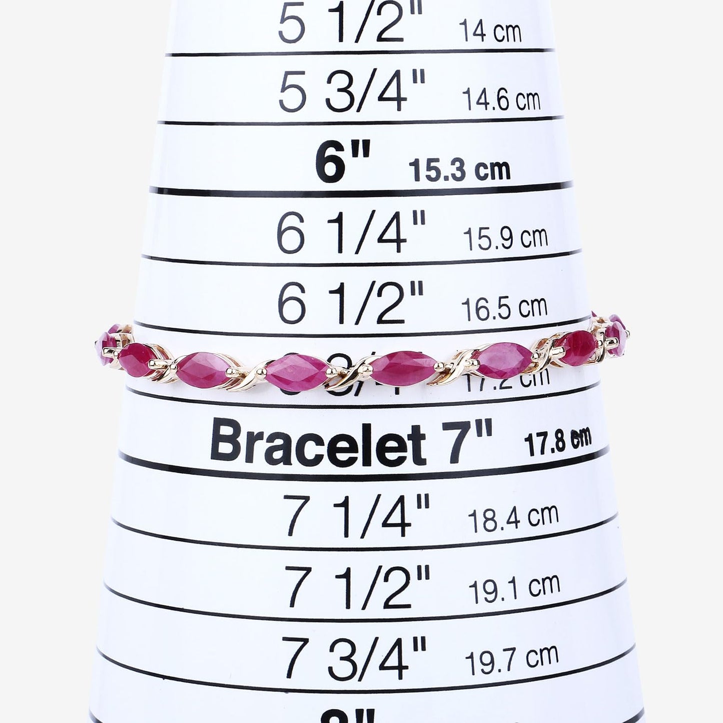 Marquise Pink Ruby Prong 10K Yellow Gold Tennis Bracelet