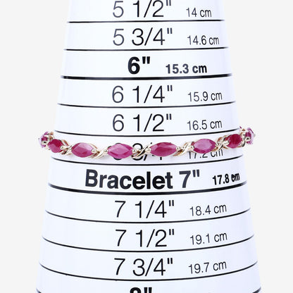 Marquise Pink Ruby Prong 10K Yellow Gold Tennis Bracelet