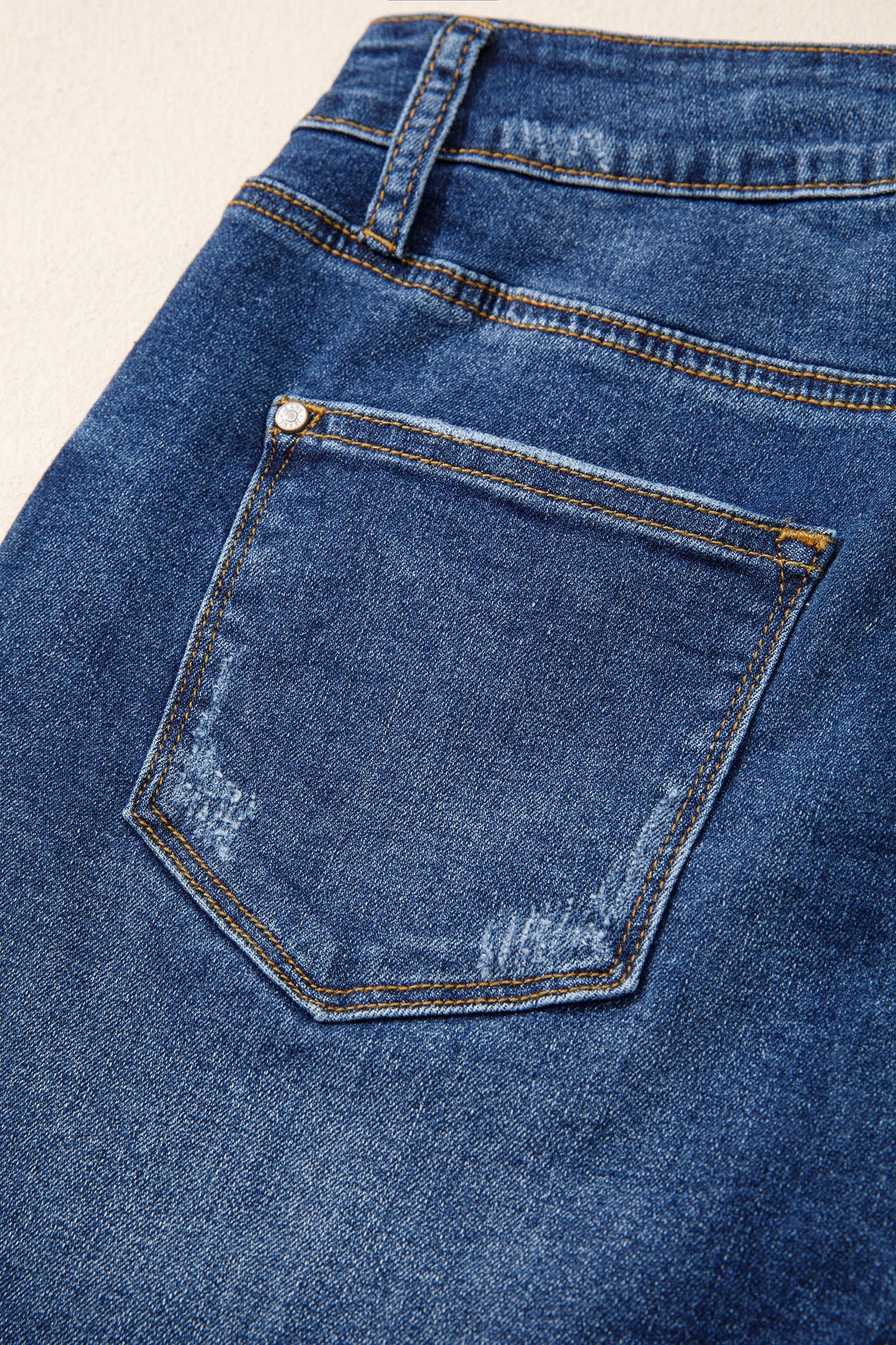 Threaded Pear Holland Hem Distressed Whiskery Shorts