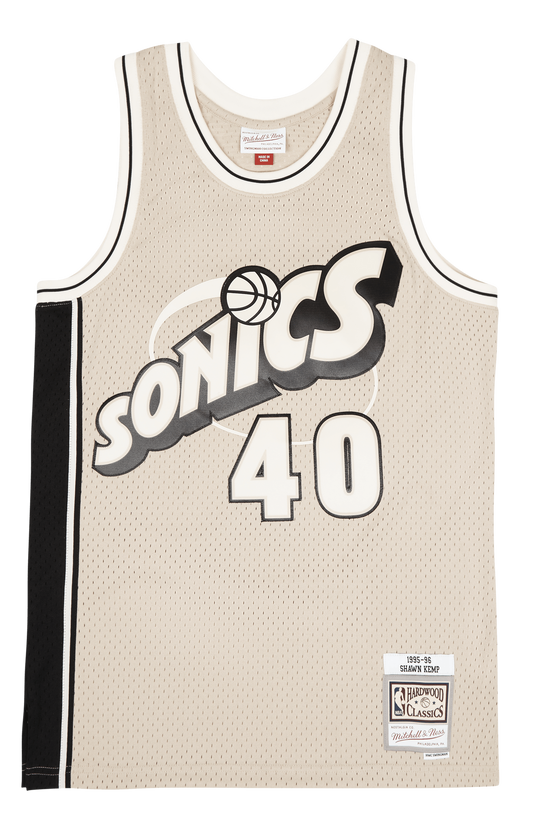 Men's Mitchell & Ness Khaki Black Swingman Jersey Supersonics 1995 Shawn Kemp