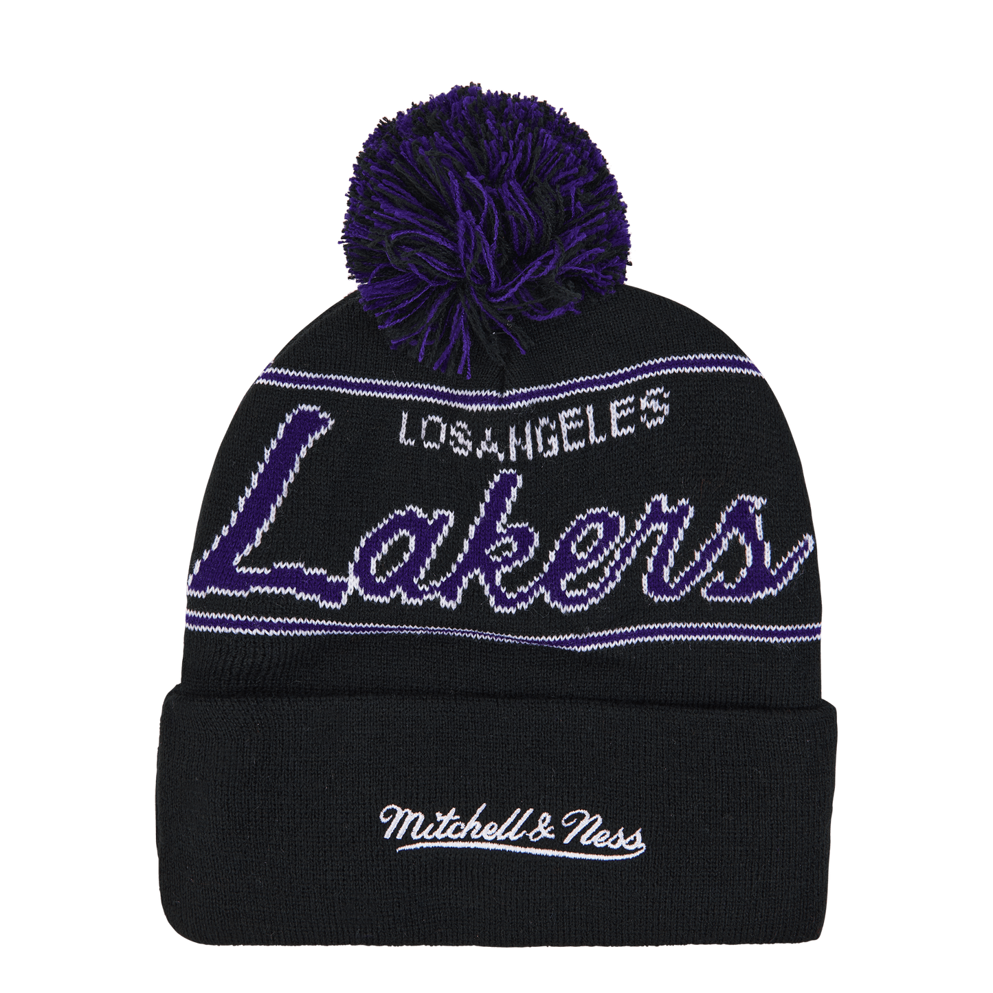 Mitchell & Ness Men's NBA Script Pom Beanie Hwc Lakers Beanies