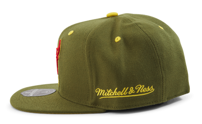 Mitchell & Ness Men's NBA Dusty Olive Fitted Hwc Bulls Fitted Caps
