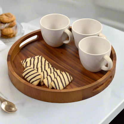 Kalmar Home Round Serving Trays - Solid Bottom