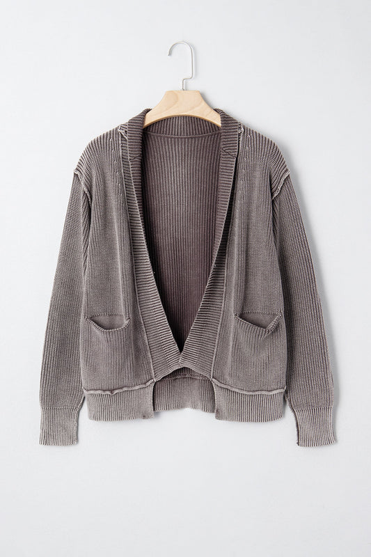 Threaded Pear Sunny Patchwork Knit Open Sweater