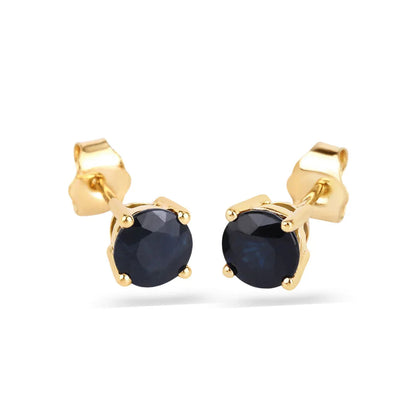 1.70 Ct Round Blue Sapphire Prong 10K Gold Stud Earrings