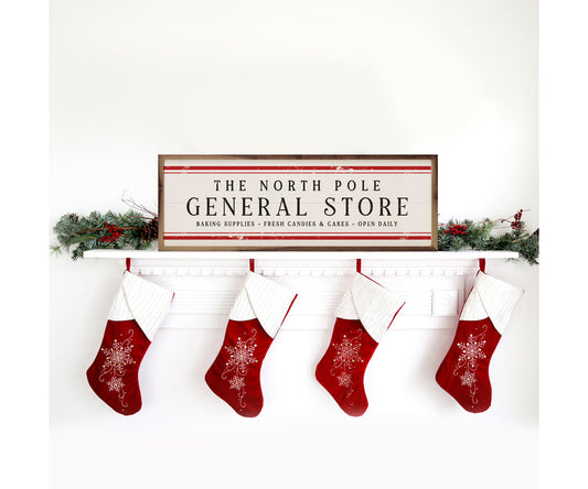 Kendrick Home The North Pole General Store Stripe White